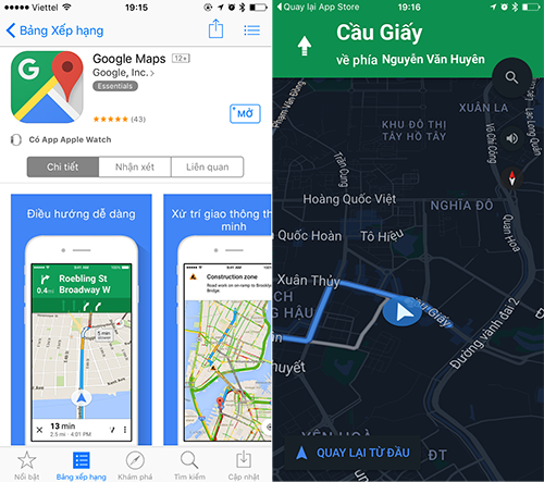 Google Maps chỉ đường cho xe máy 