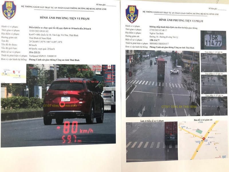 Hình ảnh phương tiện vi phạm giao thông