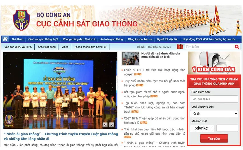 Kiểm tra vi phạm giao thông trên website