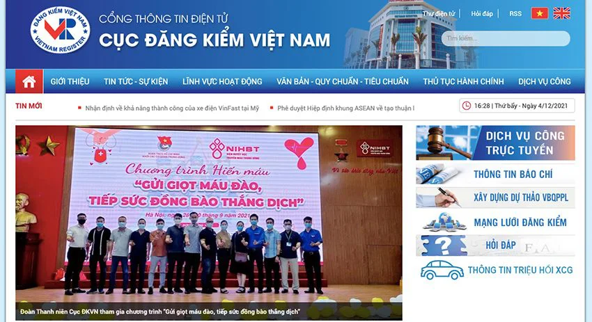 Tra cứu trên website cục đăng kiểm Việt Nam
