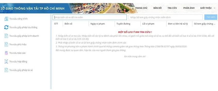 Cách tra cứu vi phạm qua website