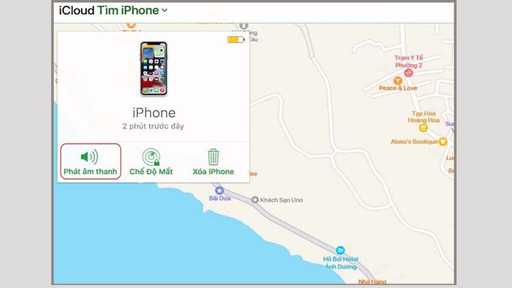 Lựa chọn thiết bị mà bạn muốn tìm trên bản đồ
