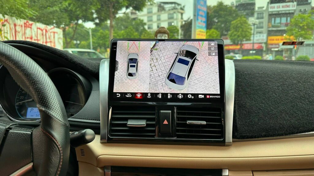 Hình ảnh thực tế khi lắp màn android Vios