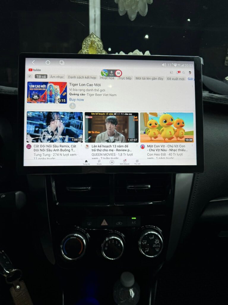 Hình ảnh thực tế lắp màn android BRAVIGO trên xe Vios