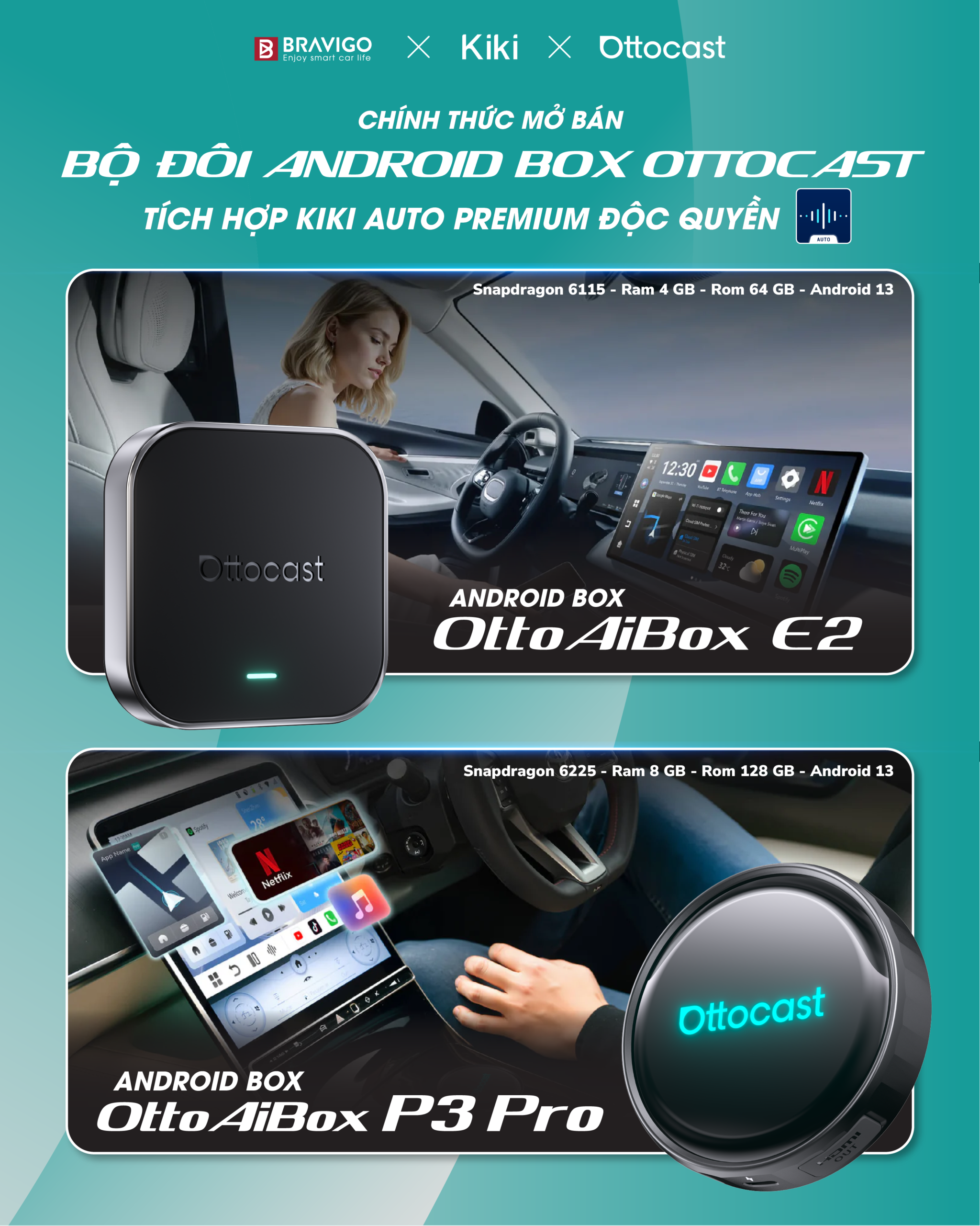 Chính thức mở bán Ottocast E2 & P3 Pro
