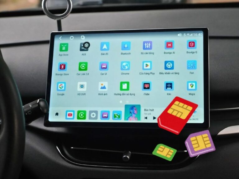 man hinh o to android lap sim 4g